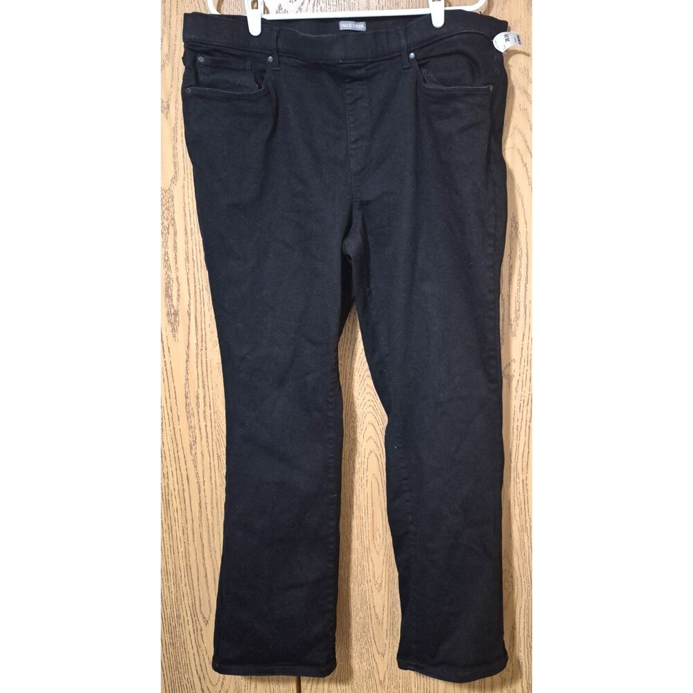 Falls Creek Women's Black Bootcut Denim Jeans Elastic Waist Size 2X NWT